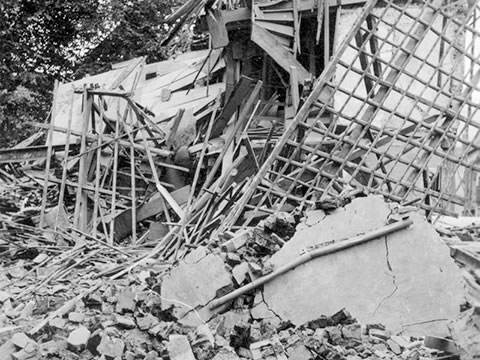 building damaged by a bomb
