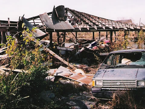 a destroyed house