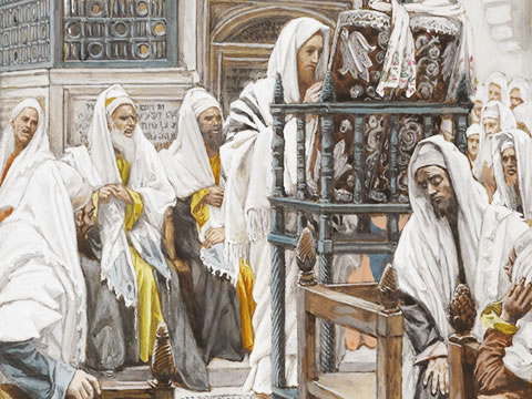 Jesus Unrolls the Book in the Synagogue